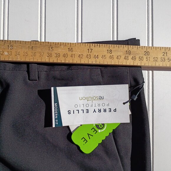 PERRY ELLIS Dress Pants Mens 38 x 29 Black Slacks Modern Fit Portfolio Easy Care - Picture 11 of 15